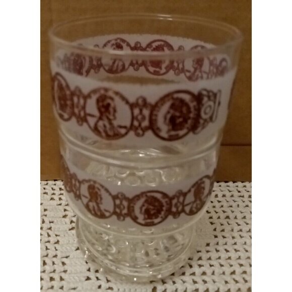 Libbey Bar Glasses Copper Penny Design Vintage Set Of 2 Low Ball Barware MCM - Picture 5 of 7